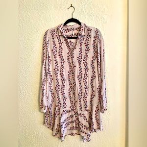 Free People Button Front Dress Soft Pink Floral XS